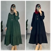 تصویر  پیراهن زنانه بلند مخمل کبریتی ریز تانیا