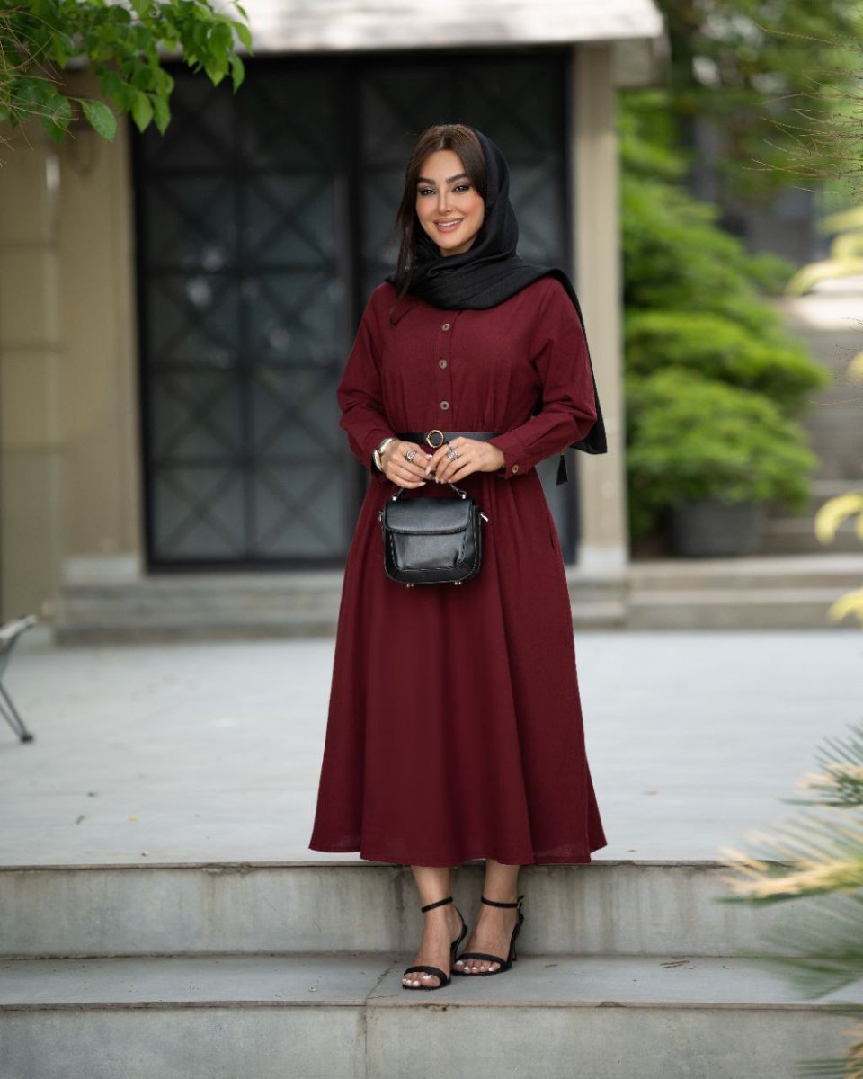 تصویر  مانتو زنانه بلند پیراهنی مدل سولین