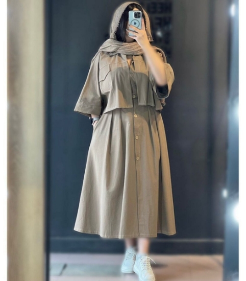 تصویر  کت سارافون زنانه جلو دکمه لنین 