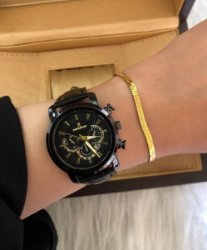 تصویر  ساعت زنانه بند چرم مشکی صفحه مشکی مارک رومانسون