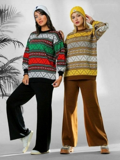 تصویر  بلوز شلوار بافت زنانه مکزیکی 💎