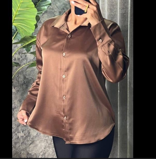 تصویر  شومیز ساتن یقه پیراهنی جانا