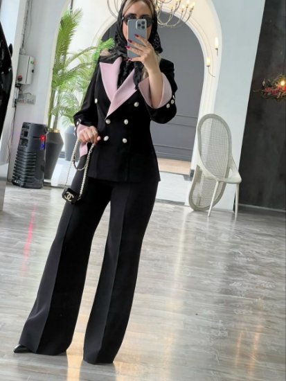تصویر  کت و شلوار زنانه بلک پینکی