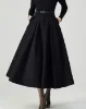 تصویر  دامن پشمی با برشی کلاسیک و پارچه‌ای گرم