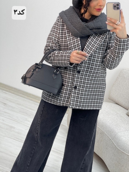 تصویر  کت چهارخونه یقه انگلیسی سارینا