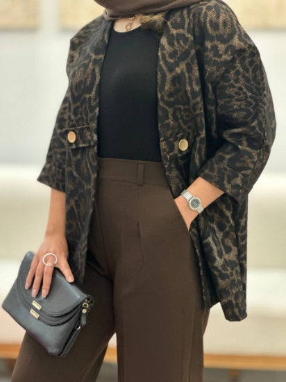 تصویر  پالتو فوتر کج راه پلنگی