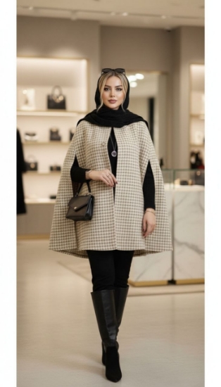 تصویر  شنل پالتویی زنانه پیچازی پشمی